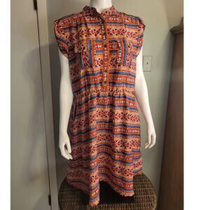 Speed Control  Rainbow Tribal Print Mini Dress 2X Babydoll Boho Indie Fit Flare